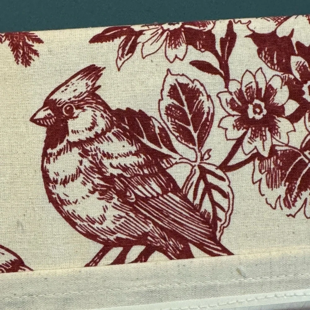 NWT Envogue Christmas Holiday Shower Curtain - Dark Red Cardinal Floral Toile